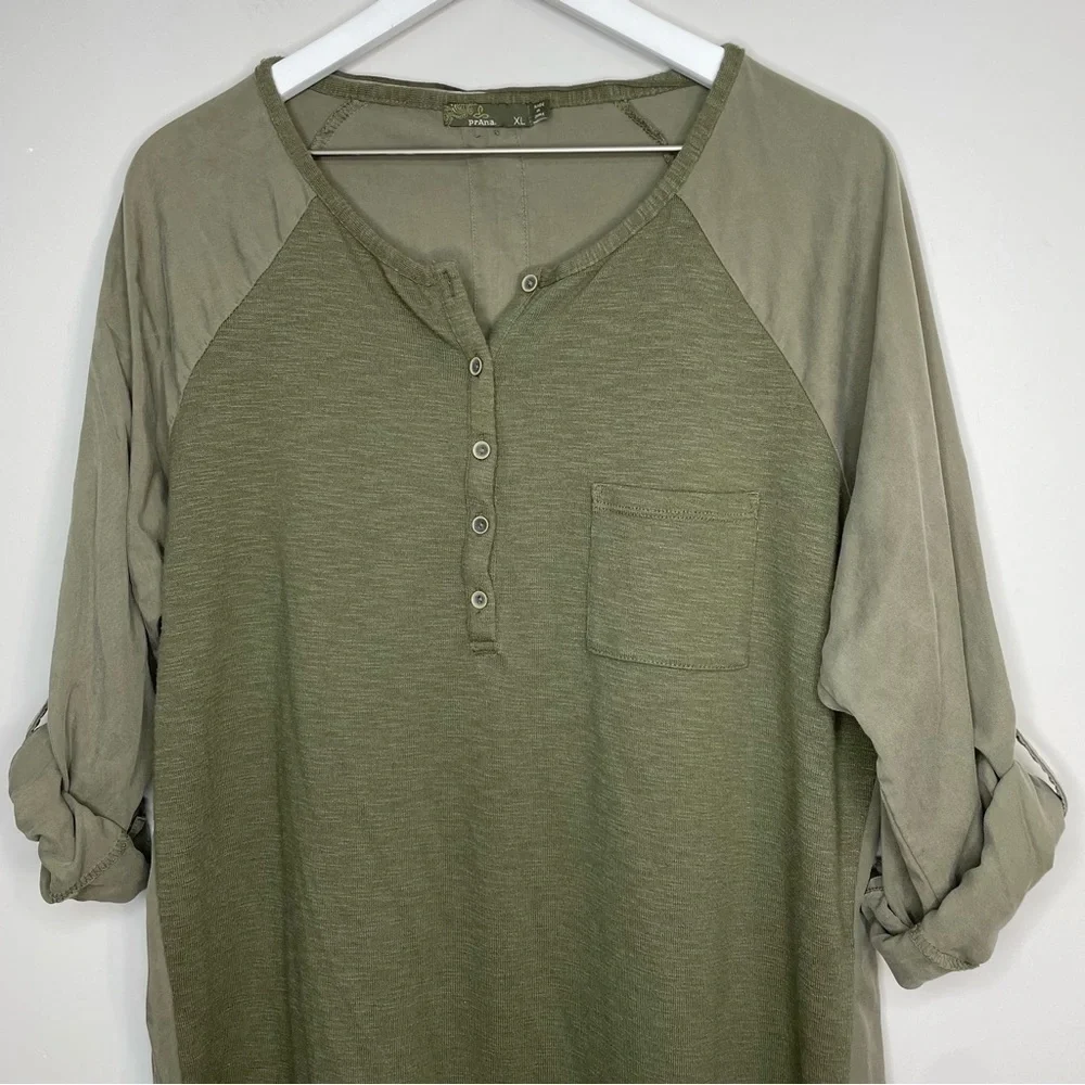 PRANA Hensley Henley Dress Rye Green Size XL